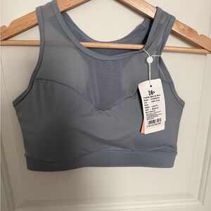 Women's Mesh Panel Sports Bra - Gray